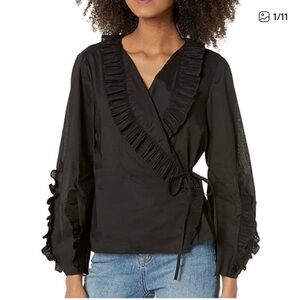 Rebecca Taylor Voile Ruffle Wrap Blouse